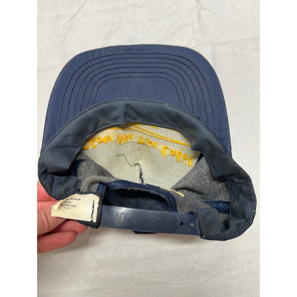 Vintage SMWIA Union Made Denim Snapback Hat Show Me The Label Made in USA Blue - Picture 6 of 8